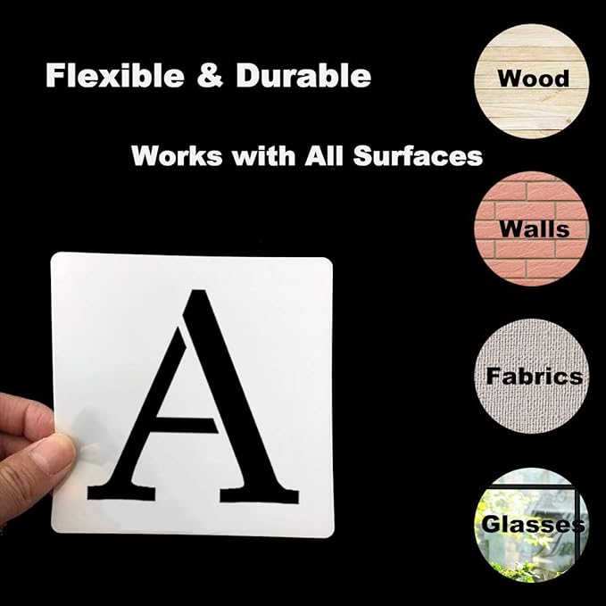 3 Inch Alphabet Letter Stencils for Painting - 70 Pack Letter and Number Stencil Templates with Signs for Painting on Wood, Reusable Letters and Numbers Stencils for Chalkboard Wood Signs & Wall Art