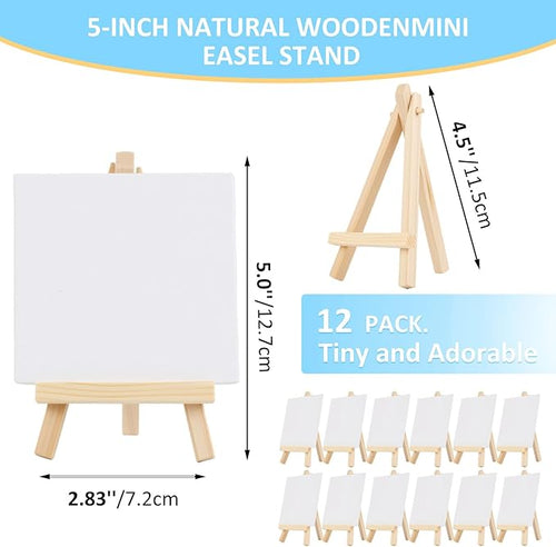 100 Pcs 5 Inch Mini Wood Display Easel, Small Wooden Easel Stand Art Craft Painting Triangle Stand Canvas Holder for Card Artist Photos Tabletop