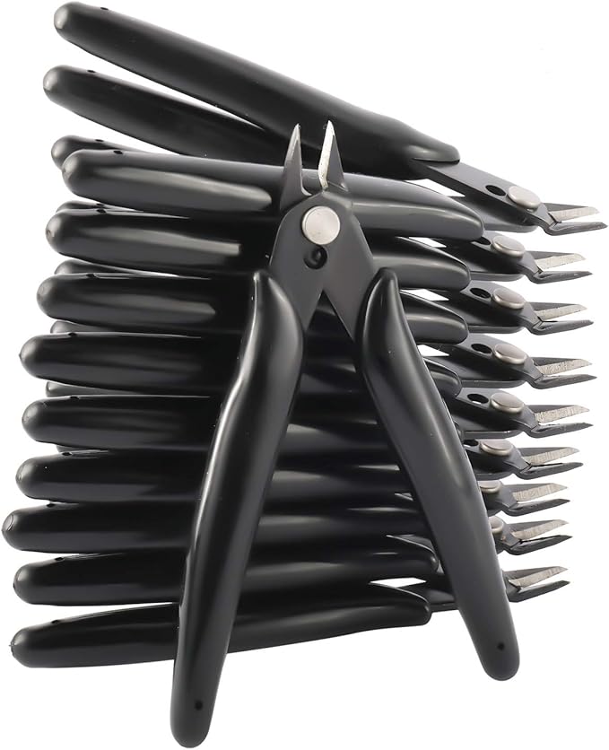 YaeCCC 10 Pack Wire Cutters Black Diagonal Cutting Pliers for Electronic, Model, Jewelry Making, 170 Flush Cutter 5 inch