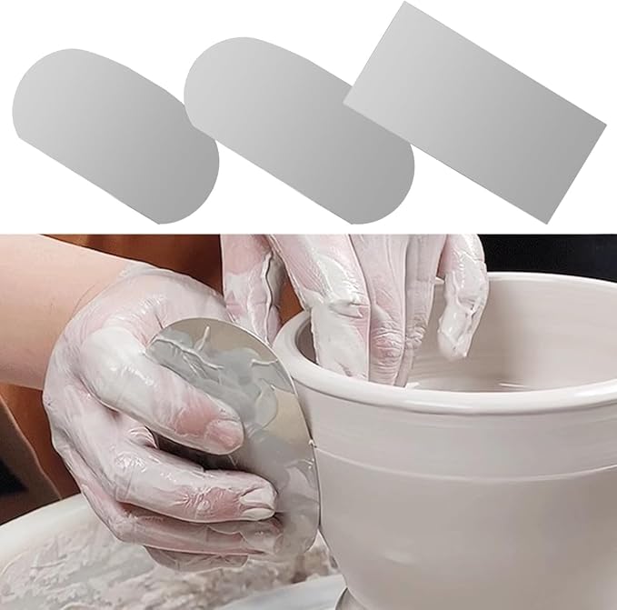 3 Sizes Rubber Pottery Clay Ribs + 3 Pcs Sculpture Pottery Molding Scraper Cutter + 4 Pcs Stainless Steel Circular Clay Hole Cutters + 1 Clay Ceramic Needle + 1 Feather Wire Texture Detail Tools