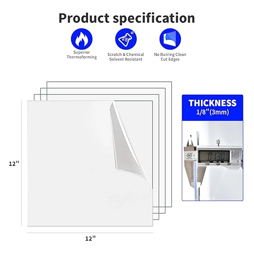 Art3d (2 Pack) 1/8" Thick Plexiglass Sheets - 12" x 12" PET Clear Sheets for Art Design, Craft Projects, Signs, DIY in Home, Wedding, Festival,Party,Office