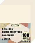 100 Sheets 92lb Cream Cardstock, 8.5" x 11", Premium Card Stock Blank Invitation Paper Greeting Cards DIY Craft Card Making, 92LB Cover 250 GSM