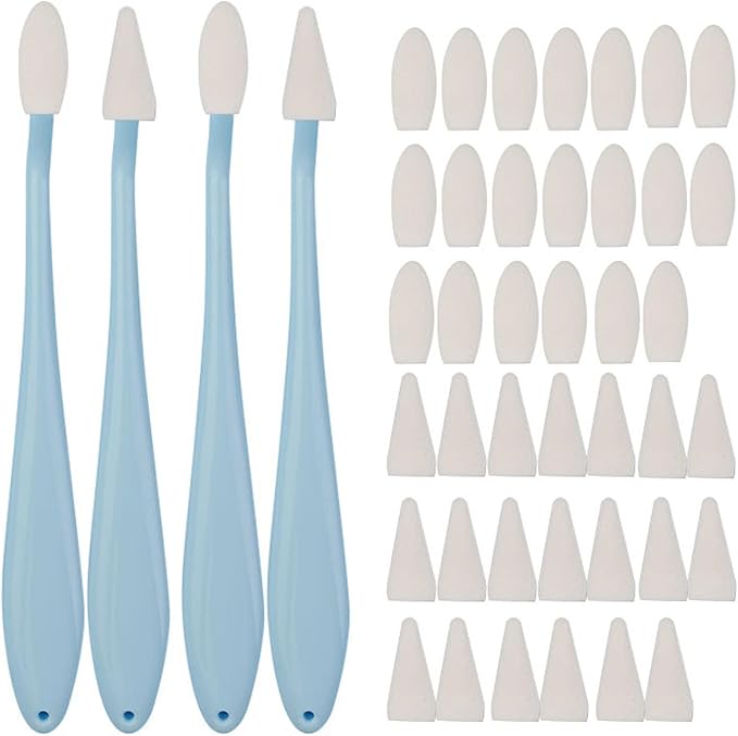 44 Pcs Blending Stumps & Sponge Wipers Set for Artists - 4 Handles + 40 Replaceable Sponge Tips - Charcoal, Graphite, Pastel Blenders for Sketching, Shading & Correcting Drawings (Blue)