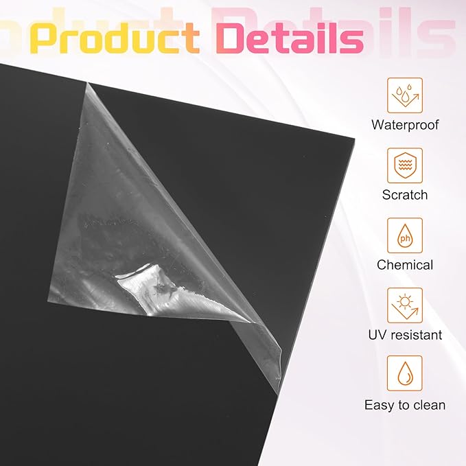 uxcell 2Pcs Acrylic Sheets 12x8 Inch Acrylic Panel 1/8 Inch-3mm Plastic Board for Picture Frames Sign Holders DIY Display Projects Craft, Black
