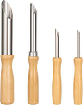 Amrules Clay Tools Kit, 4 PCS Circular Clay Hole Cutters Tools, Wooden Handle and Stainless Steel Sculpting Tools Kit Suitable for Drilling, Carving, Pottery Craft and DIY Projects