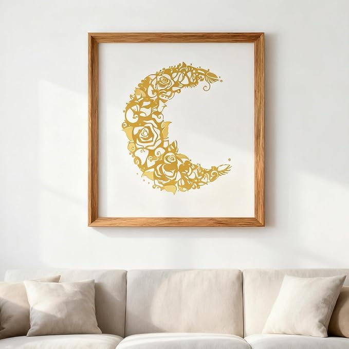 TIAMECH A4 Reusable Moon Flower Stencil for Painting - Rose Crescent Layering Template, DIY Wall Art, Wood Furniture, Scrapbook & Crafts (8.3x11.7inch)
