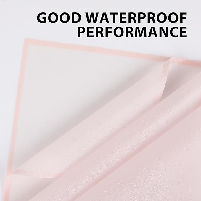 FUHITIM 20 Sheets Flower Wrapping Paper - Waterproof Floral Bouquet Packaging Paper for DIY Crafts，Florist Supplies Packaging Paper for Wedding Birthday Gift (Translucent Light Pink)