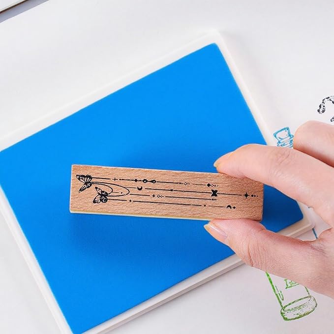 GTLZLZ Large Ink Pad for Rubber Stamps, 5" x 4" Washable Craft Stamp Pad for Kids, Fingerprint Ink Pad for Paper, Scrapbooking, Wood Fabric (Blue)