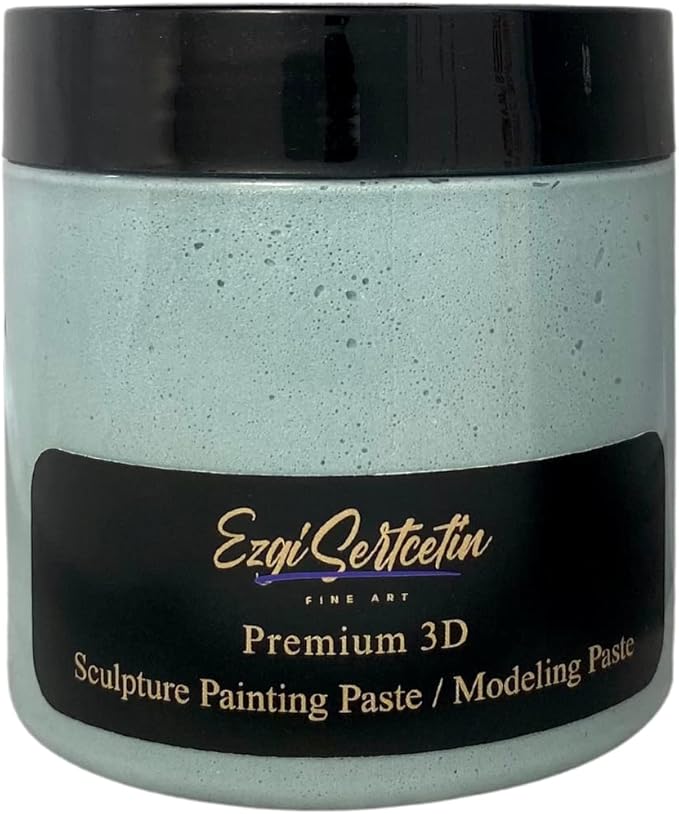3D Sculpture Painting Paste|Texture Paste|Decorative Plaster|Ready to Use|Unique Colors|Ideal for Artwork|Stencil|Flowers|Texture|Art Relief|New Formula| 6 oz (Metallic Aqua)