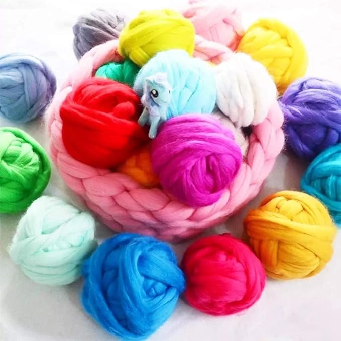 3.53oz Wool Roving Yarn, Fiber Roving Wool Top, Needle Felting Supplies, Pure Wools, Chunky Yarn, Spinning Wools for Needle Felting Wet DIY Hand Spinning (Antique Pink)