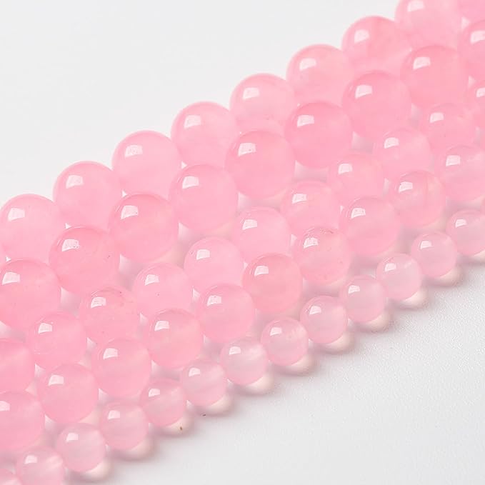 90pcs Natural Light Pink Chalcedony Stone Beads for Jewelry Making - Energy Healing Power Stone DIY Bracelet Necklace Accessories - 15" (4mm, Light Pink Chalcedony)