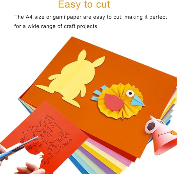 A4 Origami Paper Yellow Green 100 Sheets, 8.27×11.7 inch Double Sided Color Easy Fold Big Origami Paper A4 Colored Copy Paper Thin 70gsm for Beginners, DIY handwork Art Craft Projects (210 x 297 mm)