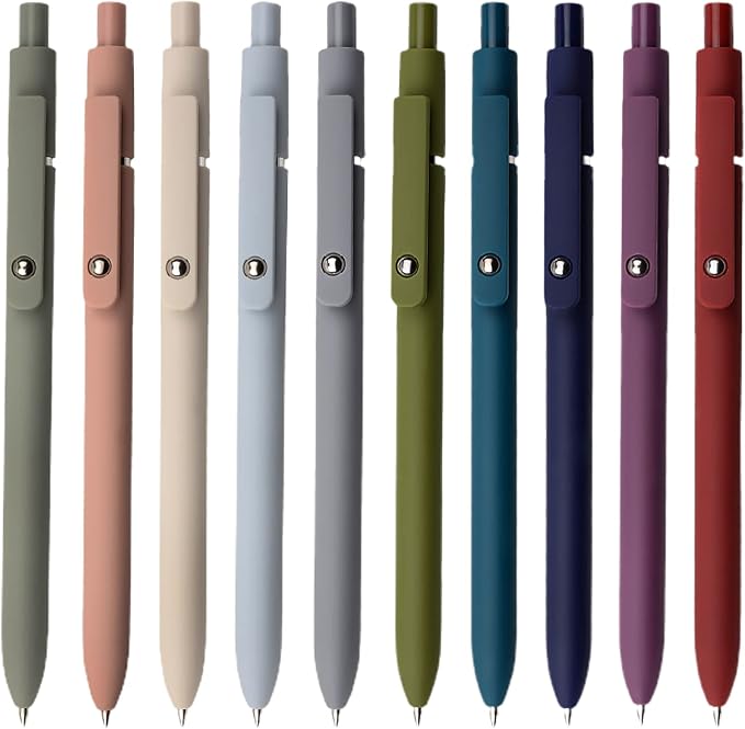 Gel Pens, 10 Pcs 0.5mm Fine Point Smooth Writing Pens High-End Series Black Ink Pens for Journaling Note Taking, School Office Supplies for Women Men (10 Pcs Mixed colors)
