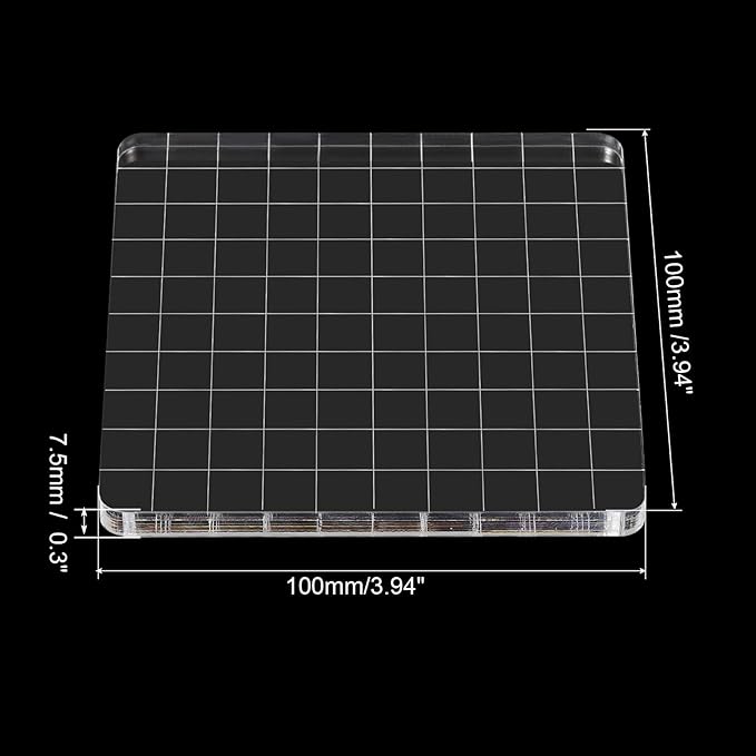 PATIKIL 4" x 4" Acrylic Stamp Block, Clear Stamping Block with Grid Lines Decorative Mounting Blocks Square for Scrapbooking DIY Crafts Card Making