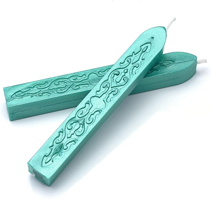Yoption Sealing Wax Sticks with Wicks Antique Fire Manuscript Sealing Wax for Wax Seal Stamp (Green)