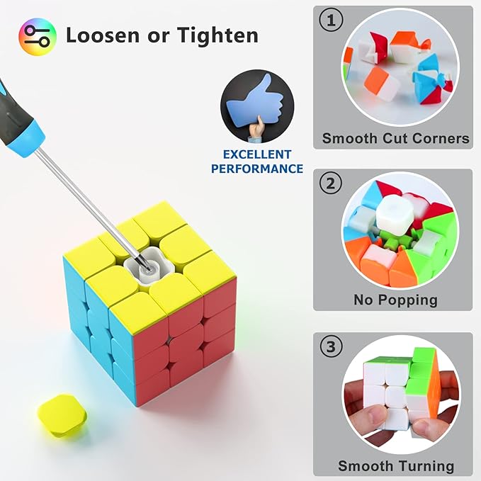 Full Size 3x3x3 Speed Cube Set, 2.2in Puzzle Party Favors Toy Stickerless Magic Cube Set, School Classroom Prize for Students, Birthday Party Stocking Stuffers Gifts for Kids Teens Adults(20 Pack)
