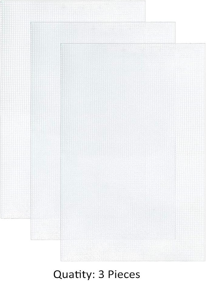 Pllieay 3 Pieces Big Size Mesh Plastic Canvas Sheets for Embroidery, Acrylic Yarn Crafting, Knit and Crochet Projects, 6 Count(19.6 X 13 inch)