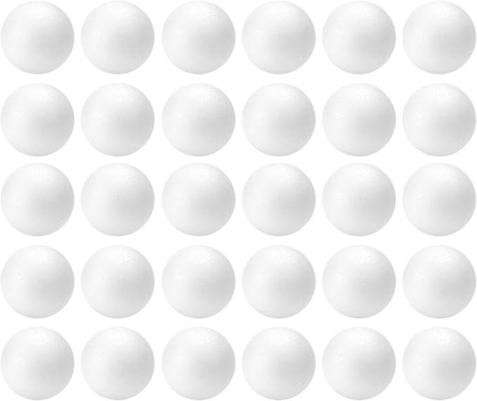 Crafjie Craft Foam Balls 3 Inches in Diameter, Smooth Foam Polystyrenets Premium Foam Ball, for Decoration Household School Projects DIY Arts and Craft, White (3inch 30pc)