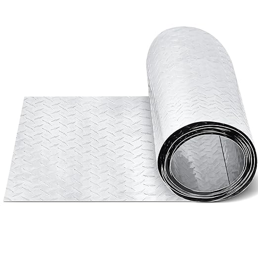 Diamond Plate Sheet Metal Heavy Duty Tread Aluminum Sheet Diamond Tread Plate for Wall Covering, Cargo Trailer, RV and More(120 × 10 Inch,Silver)