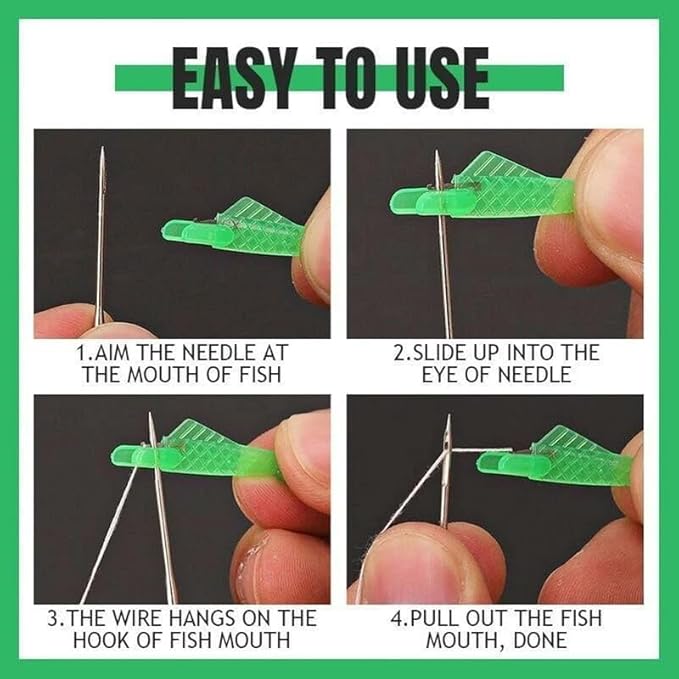 Automatic Sewing Needle Threader, Fish Type Quick Needle Threaders for Hand Sewing, Sewing Machine Needle Threader Tools, Sewing Supplies - Designed for Sewing Lovers Alike (green-5pcs)