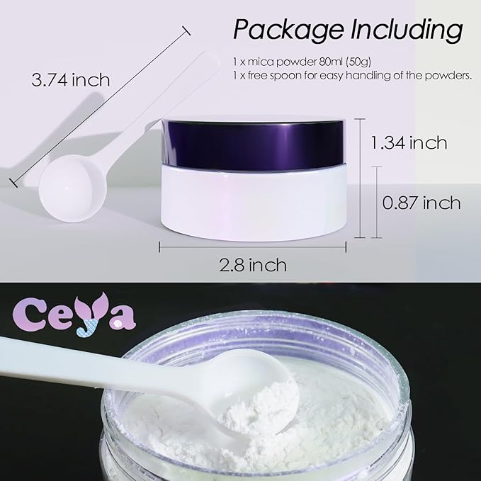 Ceya Interference Mica Powder, 1.8oz/ 50g Noble Purple Chrome Powder, Cosmetic Grade Pearlescent Effect Color Shift Pigment for Epoxy Resin, Makeup, Nail Polish, Soap Candle Making, Slime, Paint