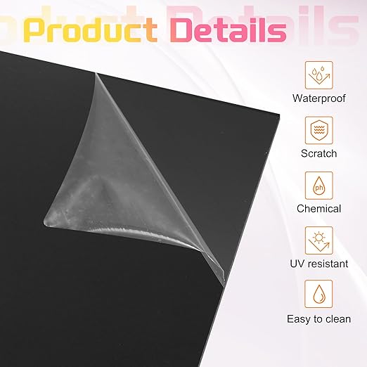 uxcell Acrylic Sheets 12x8 Inch Acrylic Panel 1/8 Inch-3mm Plastic Board for Picture Frames Sign Holders DIY Display Projects Craft, Clear Black