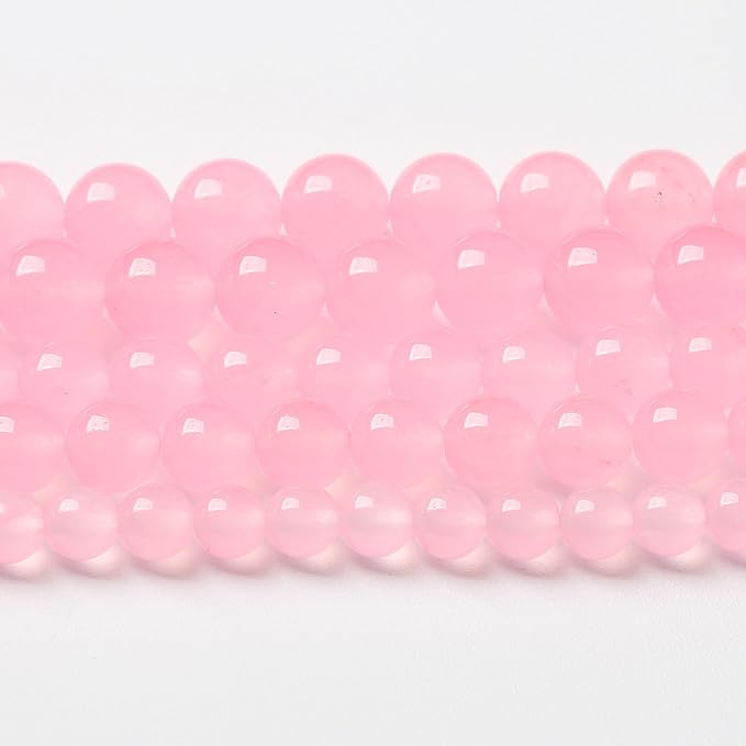 90pcs Natural Light Pink Chalcedony Stone Beads for Jewelry Making - Energy Healing Power Stone DIY Bracelet Necklace Accessories - 15" (4mm, Light Pink Chalcedony)