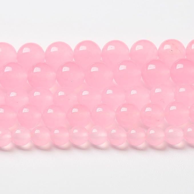 10mm 36pcs Natural Light Pink Chalcedony Stone Beads for Jewelry Making Energy Healing Power Stone DIY Bracelet Necklace Accessories 15" (10mm, Light Pink Chalcedony)