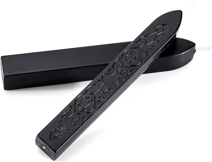 Yoption 12 Pcs Sealing Wax Sticks with Wicks, Antique Black Totem Fire Manuscript Seal Wax for Wax Seal Stamp (Black)