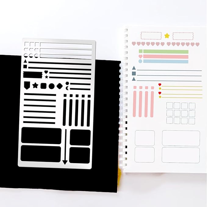 4 Pieces Metal Planner Stencil Journal Engraving Stencils Rustproof Small Letter Metal Stencils for Journaling, Bookmarks, Rulers, Planners, Scrapbooks (Metal4)