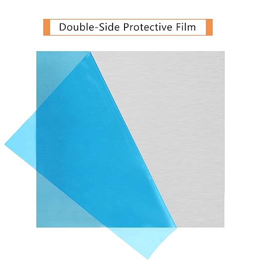 2Pack 6061 T651 Aluminum Sheet Metal 12 x 12 x 1/32 Inch Flat Plain Aluminum Plate Covered with Protective Film, Rectangle Aluminum Metal Plate for Crafting, DIY, Industrial, 0.8mm Thick