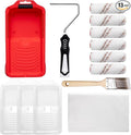 Mister Rui Paint Roller Kit-13 Piece, 4-Inch Microfiber Paint Rollers with Ergonomic Handle, Small Roller Paint Brush, Paint Tray with 3 Liners, Perfect for House Painting, Trim, and Touch-Ups