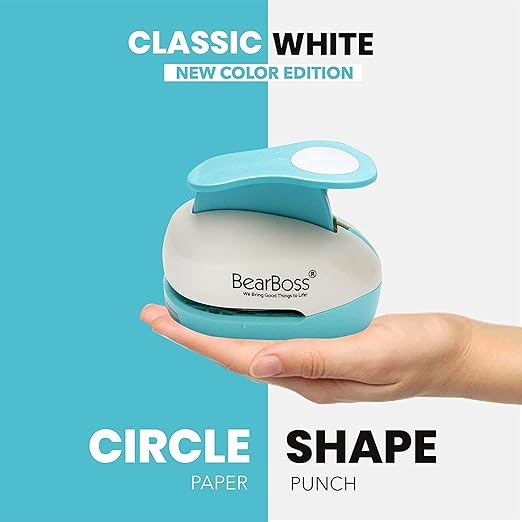 BearBoss 3 Inch Circle Punch, Hole Punch Shapes, Paper Punch Set for Scrapbooking Festival Paper Greeting Card DIY Albums Photos (Classic White)