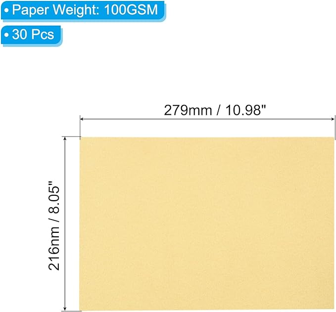 PATIKIL 30 Sheets Vellum Paper 8.5x11inches, Printable Translucent Paper 100GSM Colored for Invitations Laser Inkjet Printing Card Making Crafting Wedding Tracing, Beige Gold