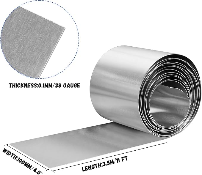 Aluminum Flashing Roll，Aluminum Sheet Roll 3500x100x0.1mm(LxWxT) Applicable to Various House Repair and DIY Projects
