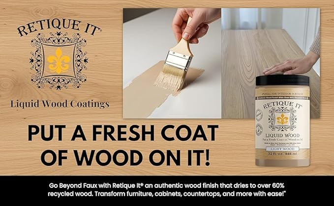 Retique It New and Improved Formula Liquid Wood Coatings - Stainable Primer - Paint It then Stain it (Light Wood, Small)