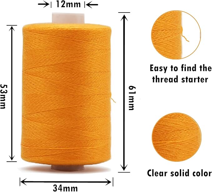 Simthread All Purpose Sewing Thread, 10 Spool 1000 Yards Each Bobbin Polyester Thread for Sewing, Handy Polyester Sewing Threads for Sewing Machine - (Black Series)