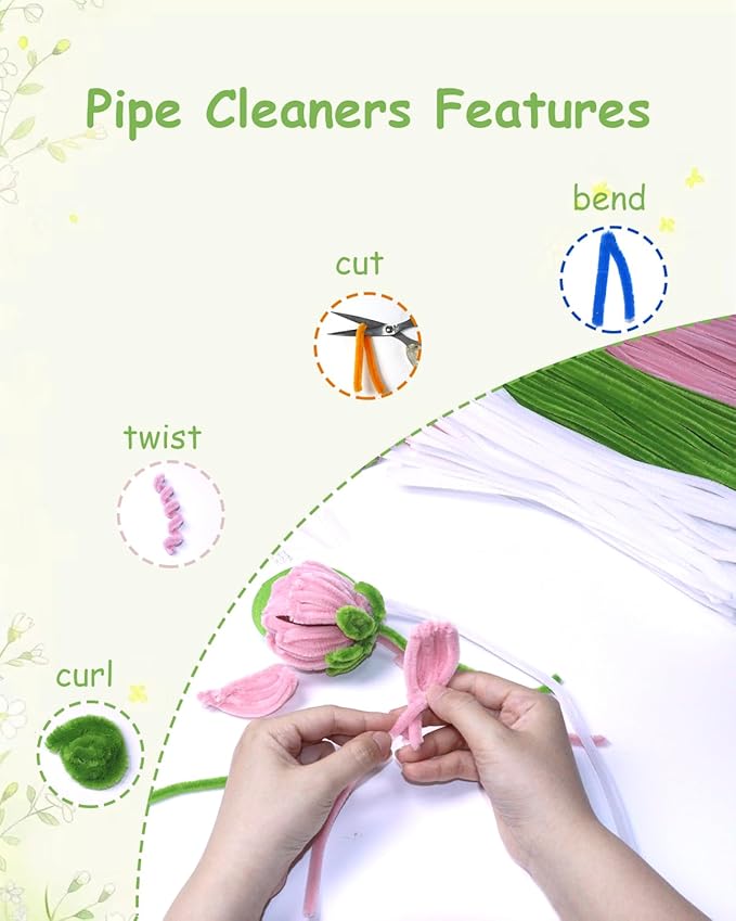 Pipe Cleaners, 400 Pieces Chenille Stems for Flower Bouquet Making, Fuzzy Sticks for DIY Projects, STEM Activities, Length 11.8 inches(30cm), Beginner-Friendly Birthday Gifts for Craft Lovers (Purple)