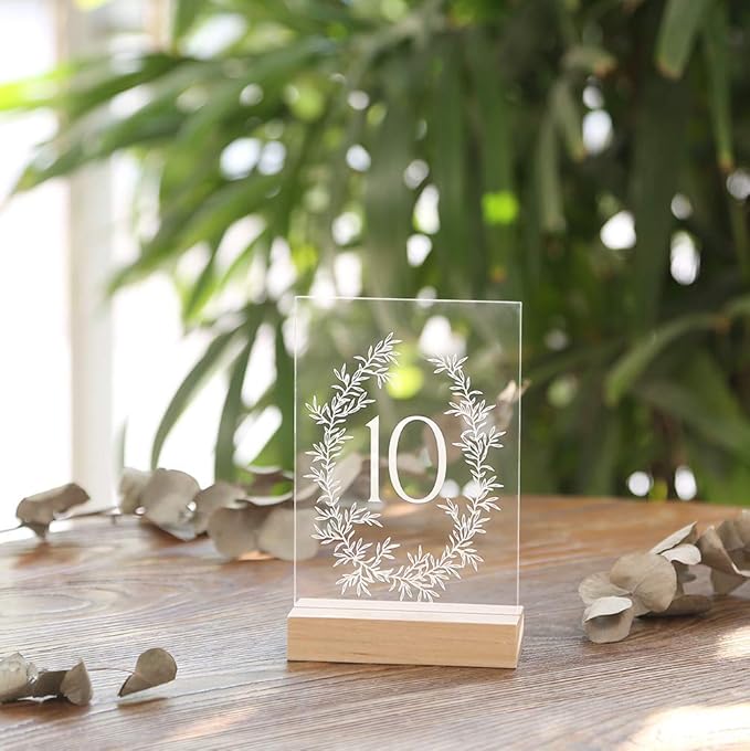 UNIQOOO 20 Pack 4" Wood Stands for Wedding Acrylic Sign, Wood Table Number Holders for 1/8 Thick Acrylic Sheets | Wedding Display Stand, Card Holder, Great for Bar Menu, Retail Sign, Party and Events