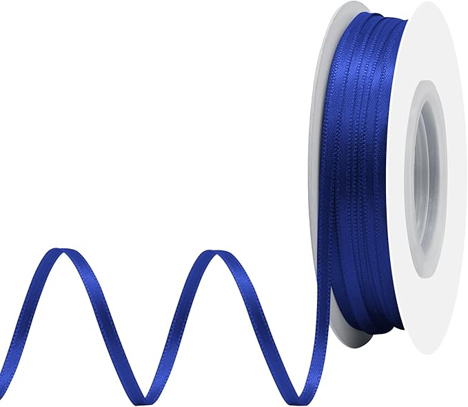 Cobalt Blue Satin Ribbon 1/8" X 50 Yards Solid Color Double Faced Ribbons Perfect for Crafts Wedding Decor Bow Making Arts Sewing and More
