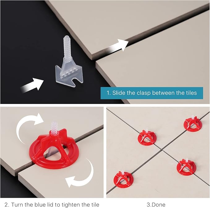 Professional Tile Leveling System Kit，Anti-Loosening Spacers/Wall, Bathroom Tiling - 1/8" Precision Alignment & Grout Spacing Tools(500base, 1/8)