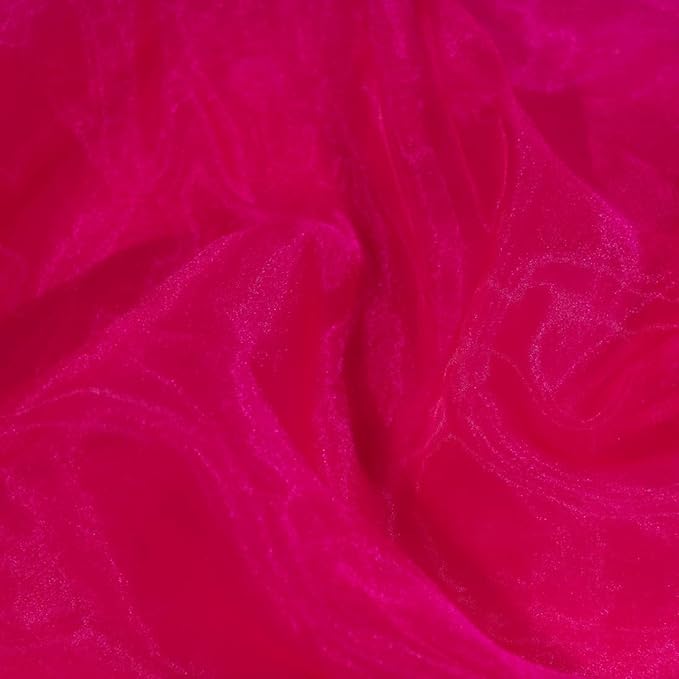 Fynite Sheer Organza Fabric | 10 Yards Long | 44" Wide | Bridal Solid Sheer Organza Bolt for Wedding Dress Fashion Craft Decorations - Hot Pink