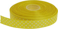 Polka Dot Grosgrain Ribbon 25 Yard Each Roll 100% Polyester (5/8", Yellow)