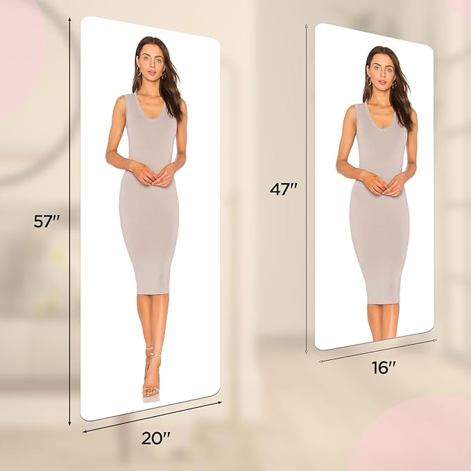 Acrylic Self Adhesive Mirror Sheet for Wall, Plastic Non Glass Sticky Kid Safety Mirror Tiles for Wall 16x47 inch 4 Pcs