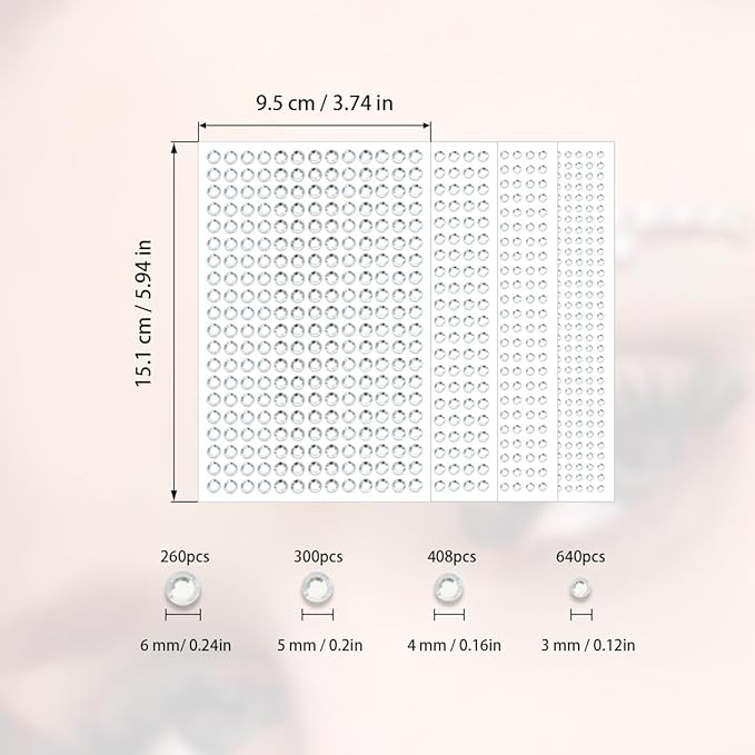 4 Sheets Self Adhesive Pearl Stickers, Self 4 Sizes Bling Rhinestone Sticker, Rhinestone Stickers,Flat Back Pearls Sticker for DIY Crafts Craft Card Decorations Nail Art Beauty Makeup (White)