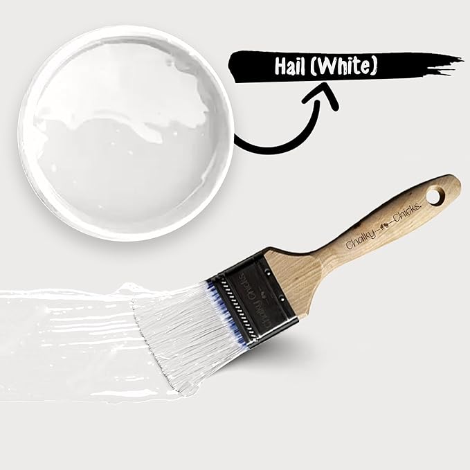 Chalky Chicks 8 Fl Oz Matte Hail (White) Chalk Paint for Furniture Without Sanding, No Prep Furniture Paint No Sanding All in One for Crafts, Wood, Walls, Cabinet, Metal, Dresser, Farmhouse