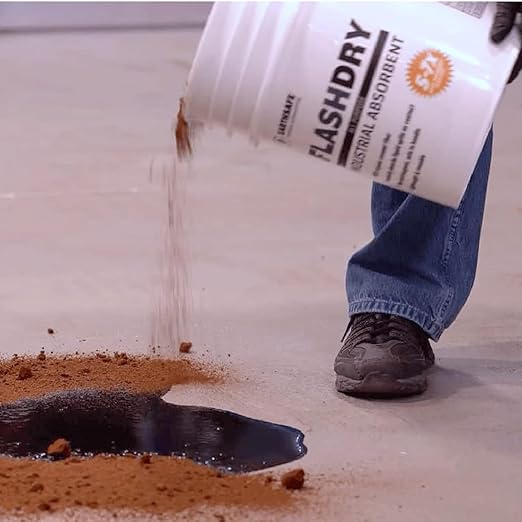 FlashDry All Purpose Organic Industrial Absorbent - 5 Liter Bucket, Case of 2- Instantly Absorbs Liquid Spills - Safer and 5-7x More Absorbent Than Clay - Lightweight & Refillable - OSHA Compliant