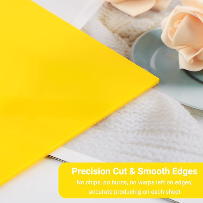 Enoin Yellow Tinted Plastic Sheets - 8x12 inches Colored Acrylic Sheets 1/8 Thick for Laser Cutting DIY Art Craft