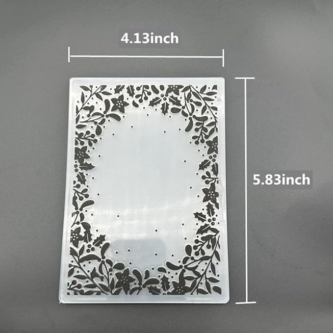 3D Plastic Embossing Folder Template Christmas Leaf Border Texture A6 Size for Card Making DIY Scrapbooking Paper Crafting Handmade Crafts Scrapbooking Arts Supplies Scrapbook Decor