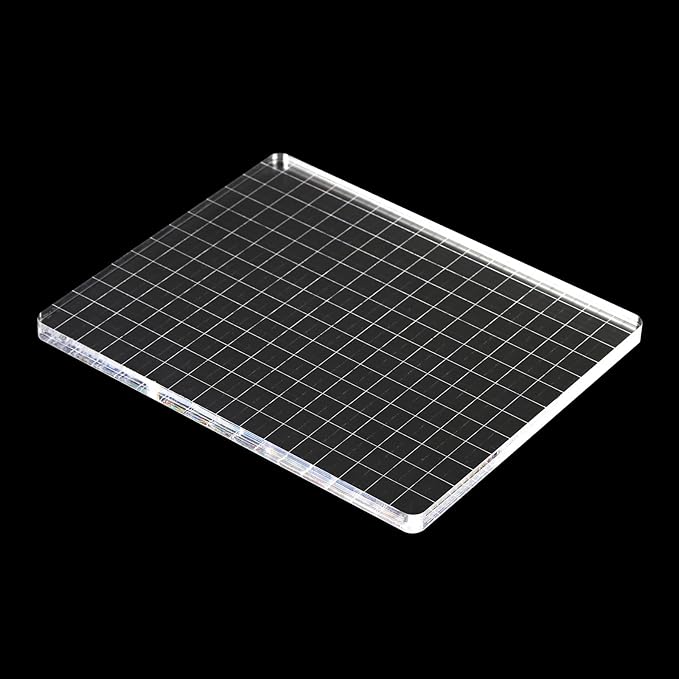 PATIKIL 6" x 5" Acrylic Stamp Block, Clear Stamping Block with Grid Lines Decorative Mounting Blocks Square for Scrapbooking DIY Crafts Card Making
